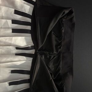 Black and White Pleated Midi Skirt